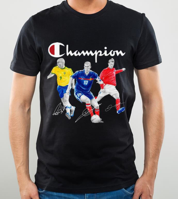 Nice Champion Ronaldo De Lima Zinédine Zidane David Beckham Signatures shirt