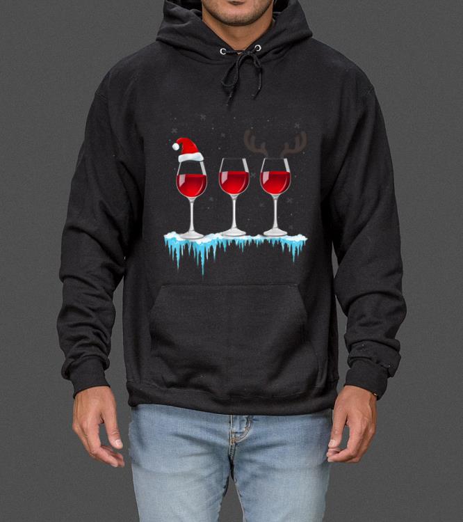 Nice Three Glasses of Red Wine Santa Hat Christmas sweater