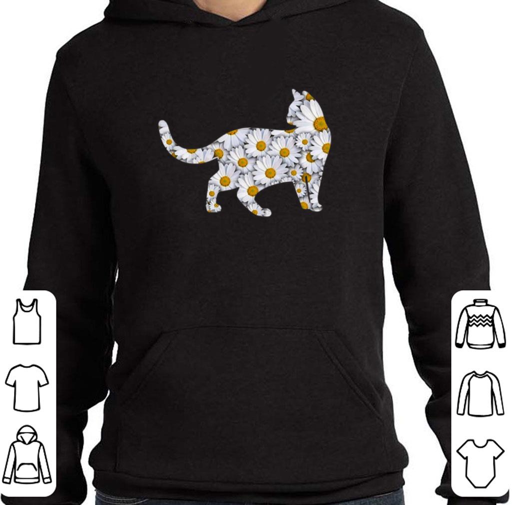 Nice White flower Cat Daisy Sketch shirt