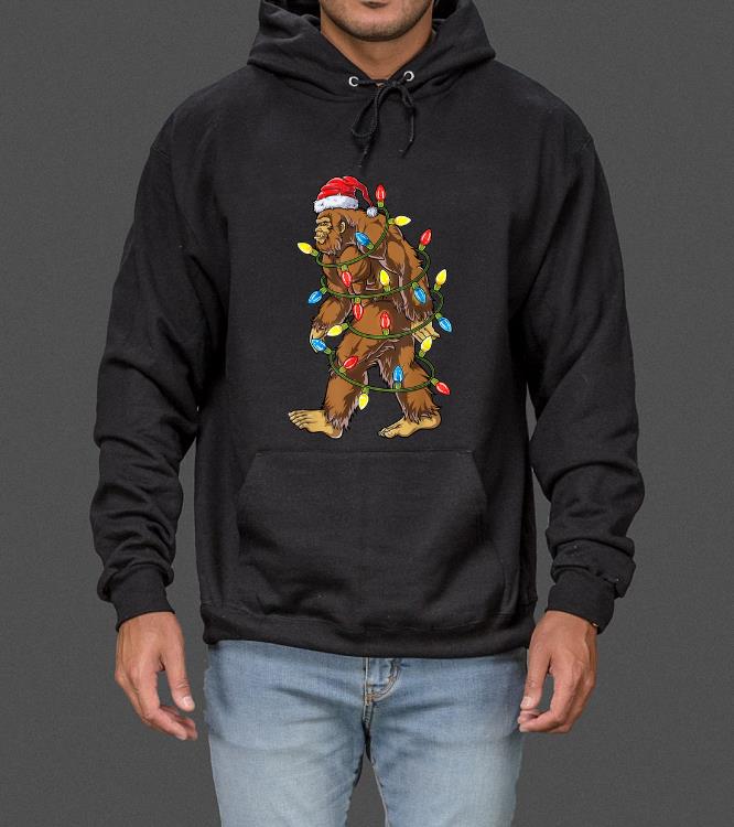Original Bigfoot Santa Christmas Tree Lights Xmas Boys Men Sasquatch sweater