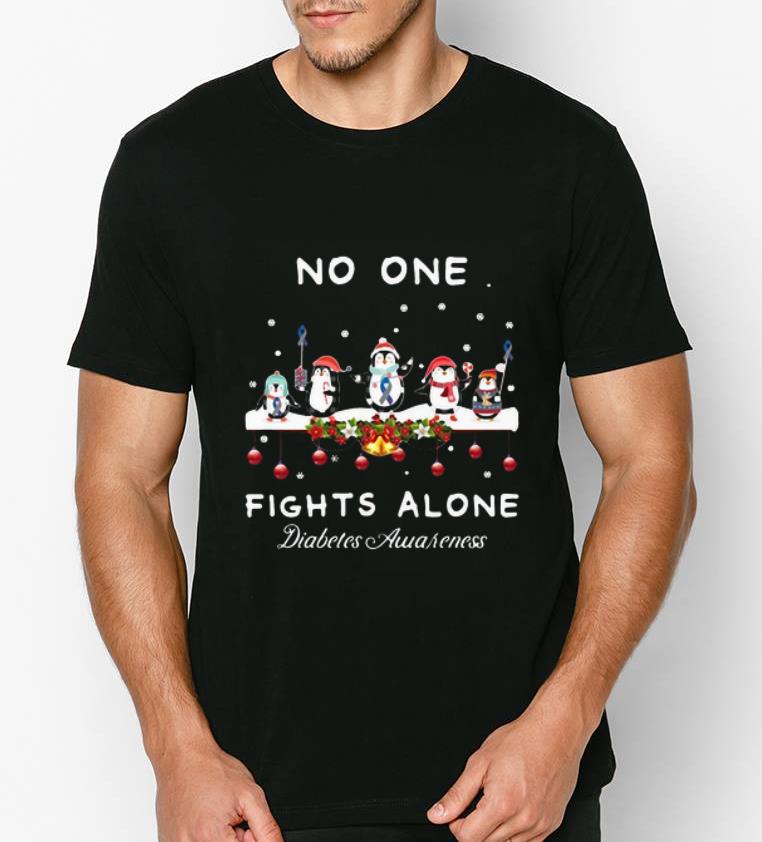 Original Ugly Christmas Penguins No One Fights Alone Diabetes Awareness shirt