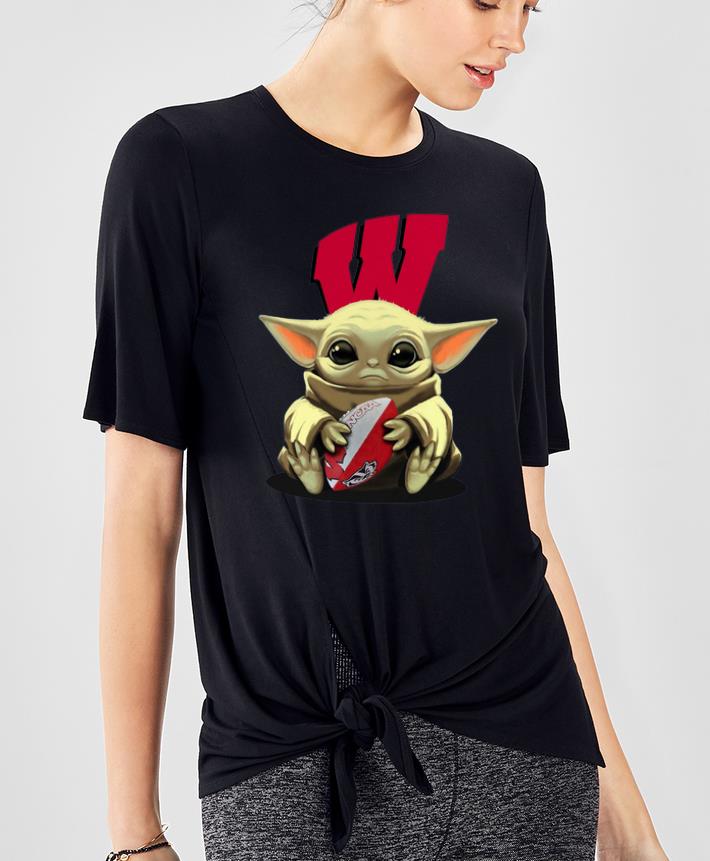 Premium Baby Yoda Hug Wisconsin Badgers shirt