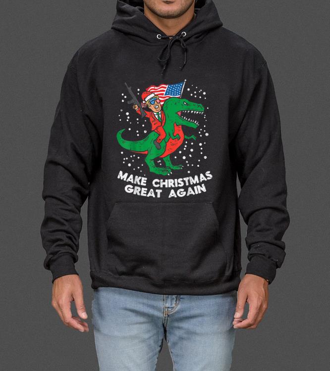 Premium Make Christmas Great Again Trump T-Rex Gun US Dino Xmas Gift sweater