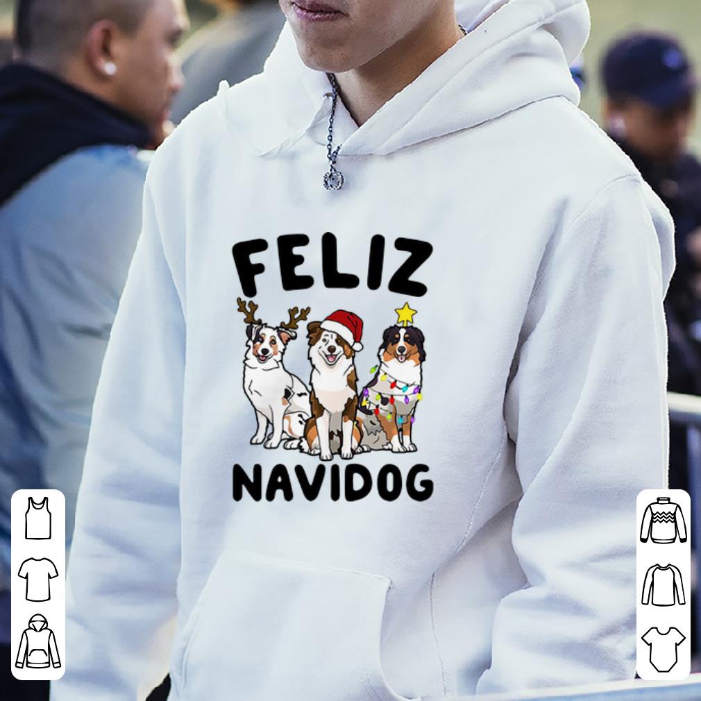 Pretty Australian Shepherd Feliz Navidog Christmas shirt