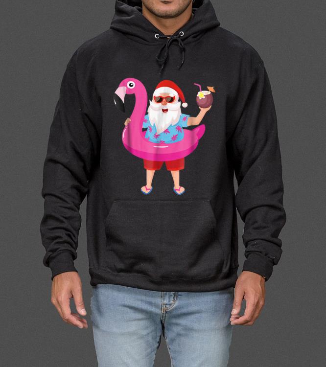 Pretty Funny Santa Claus with flamingo Tropical Christmas sweater