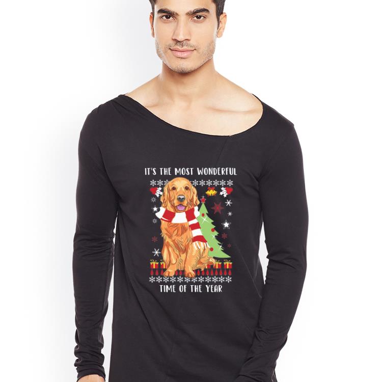 Pretty Golden Retriever Wonderful Time Of The Years Ugly Christmas shirt