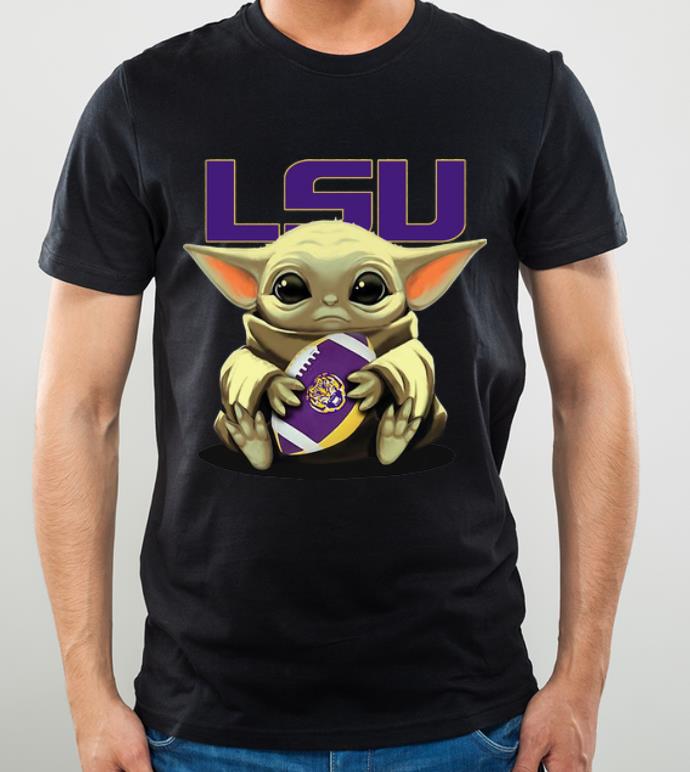 Top Star Wars Football Baby Yoda Hug LSU Tigers shirt