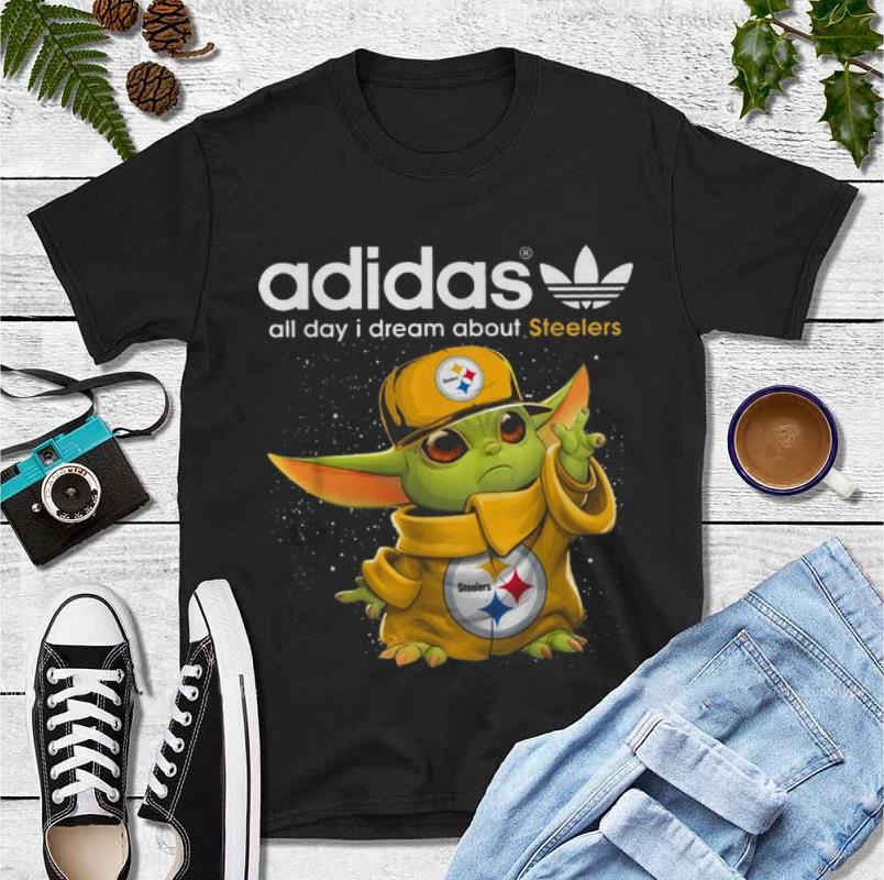 Awesome Baby Yoda Adidas All Day I Dream About Steelers shirt