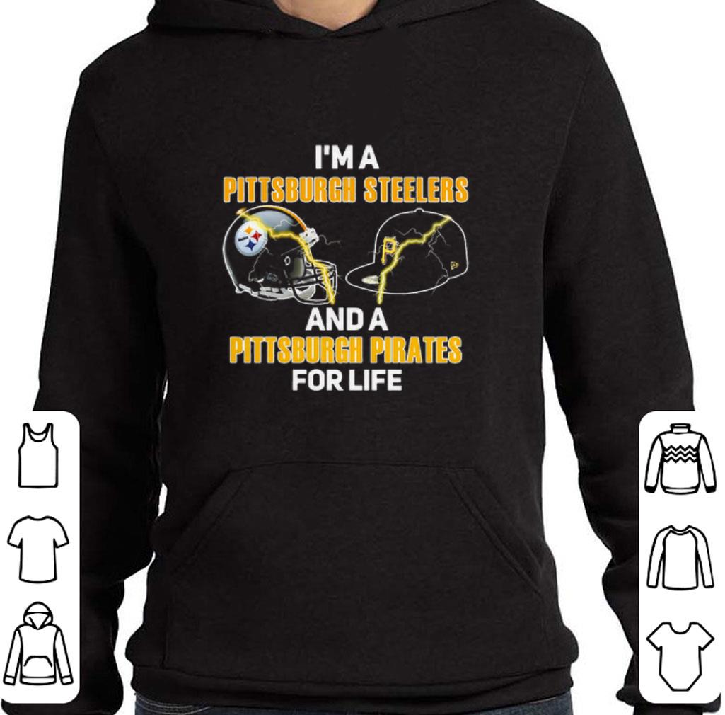 Hot I'm a Pittsburgh Steelers football and a Pittsburgh Pirates shirt