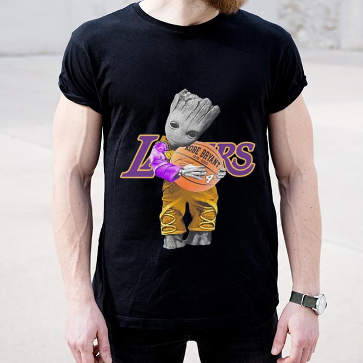 Awesome Baby Groot Hug Basketball Lakers Kobe Bryant Signature shirt