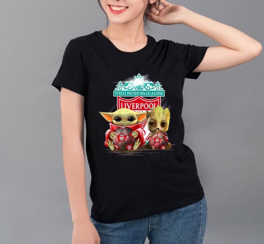 Awesome Baby Yoda And Baby Groot Liverpool You'll Never Walk Alone shirt