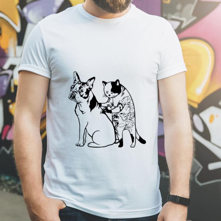 Awesome Boston Terrier And Cat Tattoo shirt