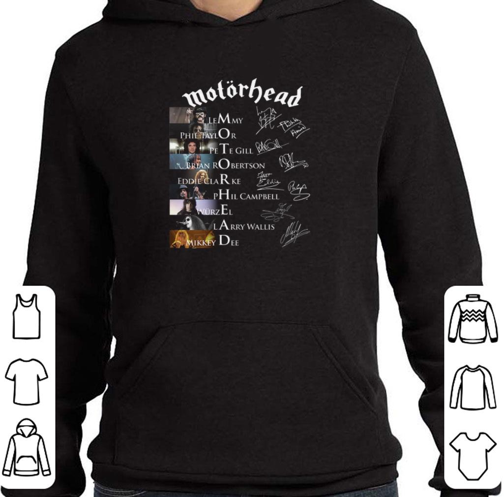 Awesome Motorhead signatures Lemmy Phil Taylor Pete Gill Brian Robertson shirt