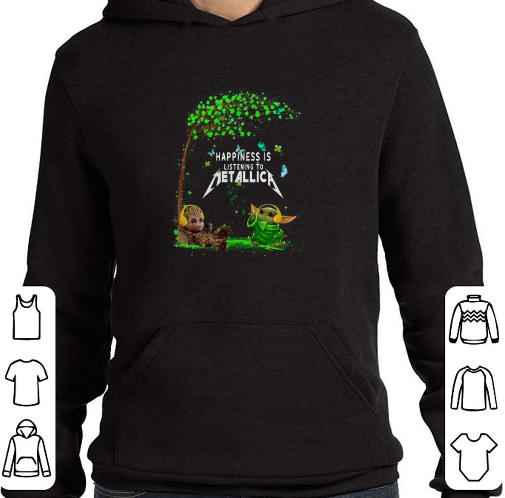 Baby Groot Baby Yoda happiness is listening to Metallica shirt