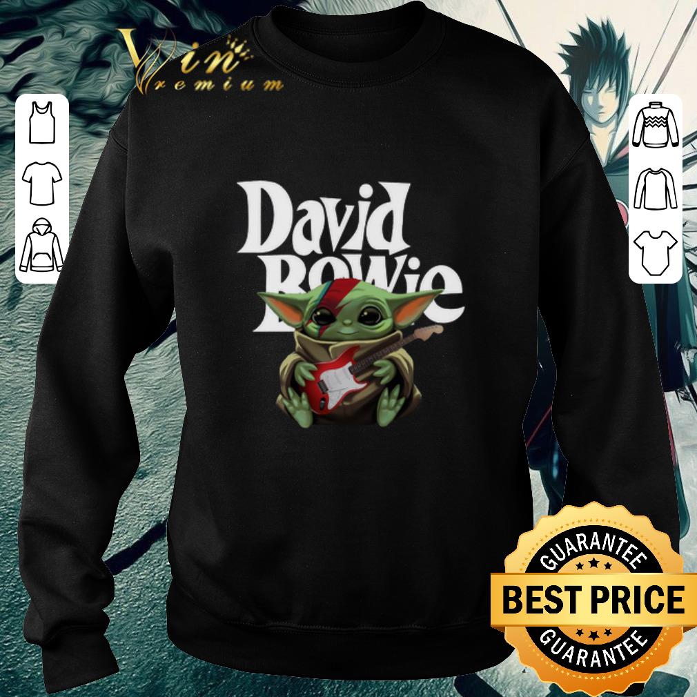 Hot Baby Yoda hug guitar David Bowie Star Wars shirt