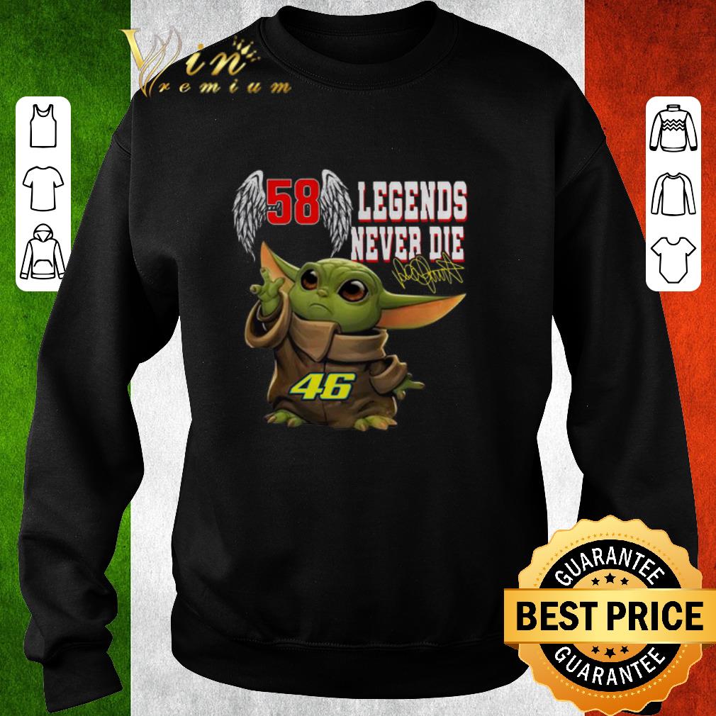 Pretty Baby Yoda 58 Valentino Rossi 46 Legends Never Die Signature shirt