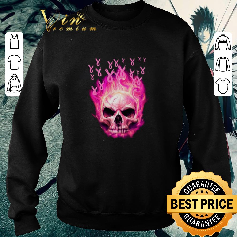 Pretty Breast cancer awareness fire skull shirt