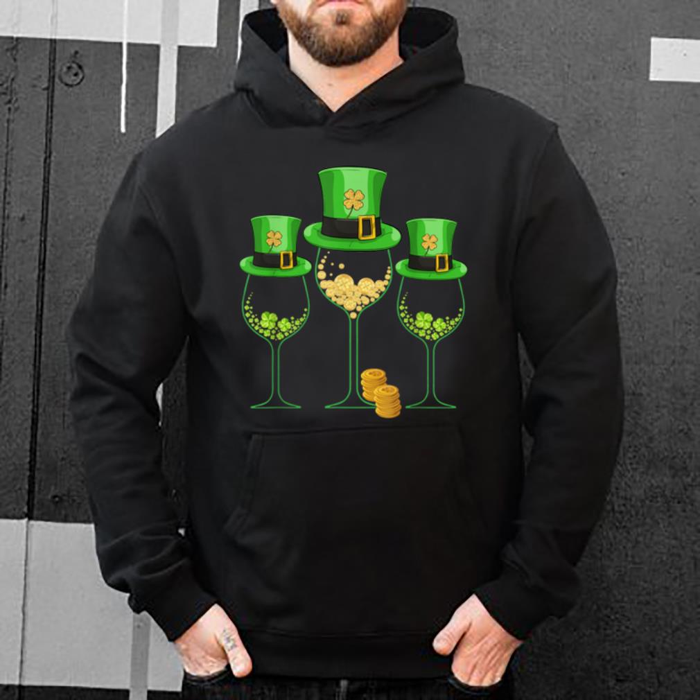 Pretty Three Wine Glass St Patrick's Day Gifts Lucky Irish Shamrock shirt