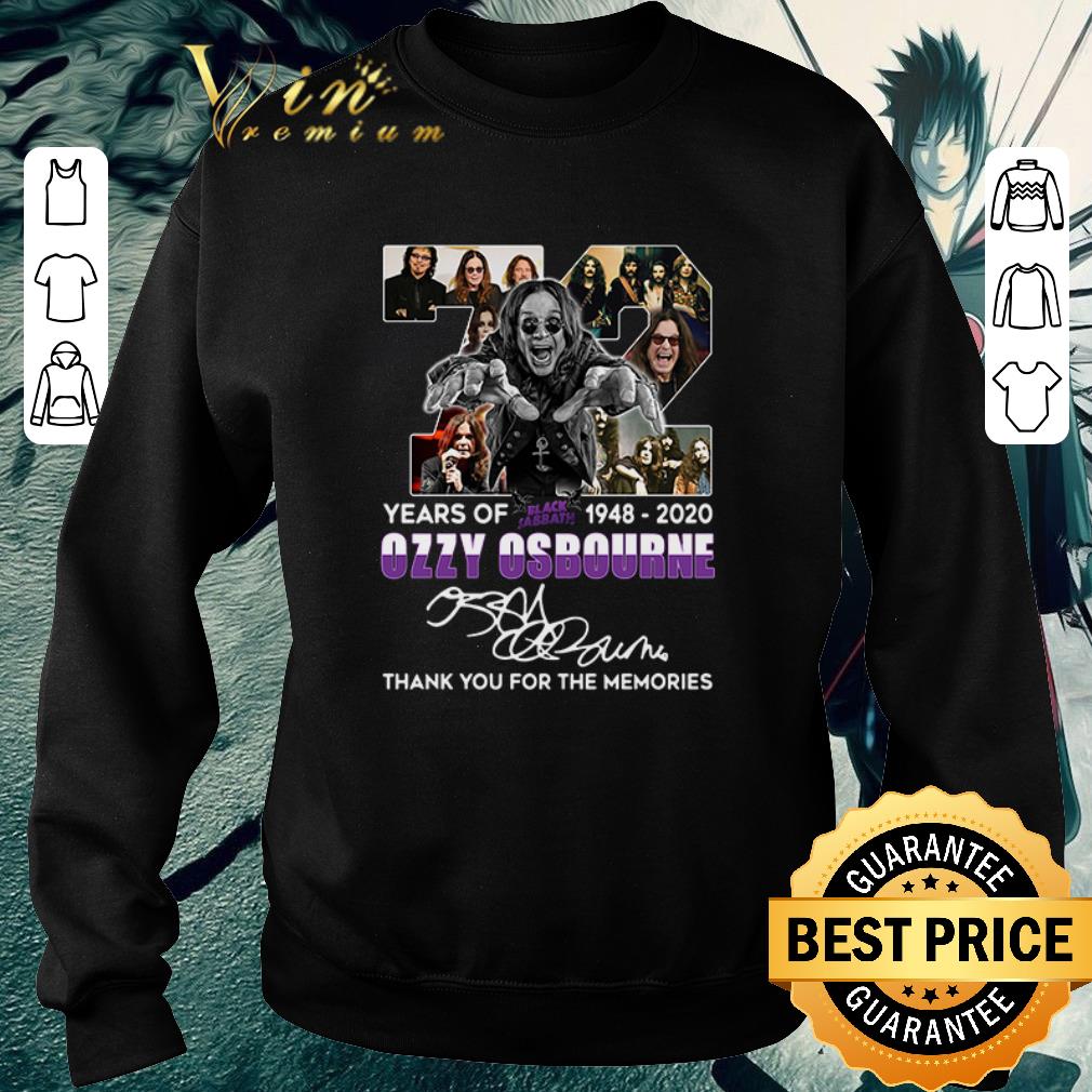 Funny 72 Years of Black Sabbath 1948 2020 Ozzy Osbourne thank memories shirt