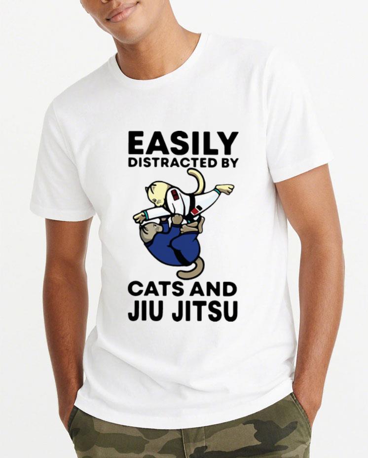 Great Easily Distracted By Cat And Jiu Jitsu shirt