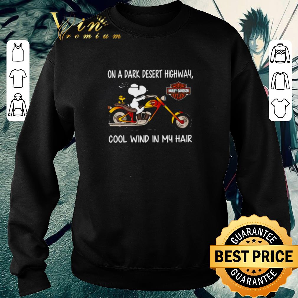 Nice Snoopy Motor Harley Davidson Cycles on a dark desert highway cool wind in my hair shirt