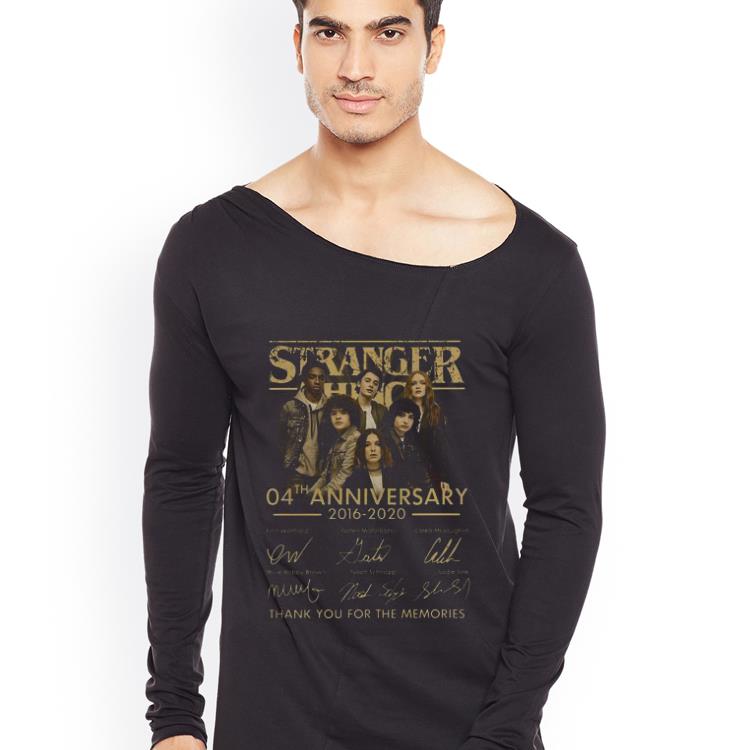 Nice Stranger Things 04th anniversary 2016-2020 signatures thank you for the memories shirt