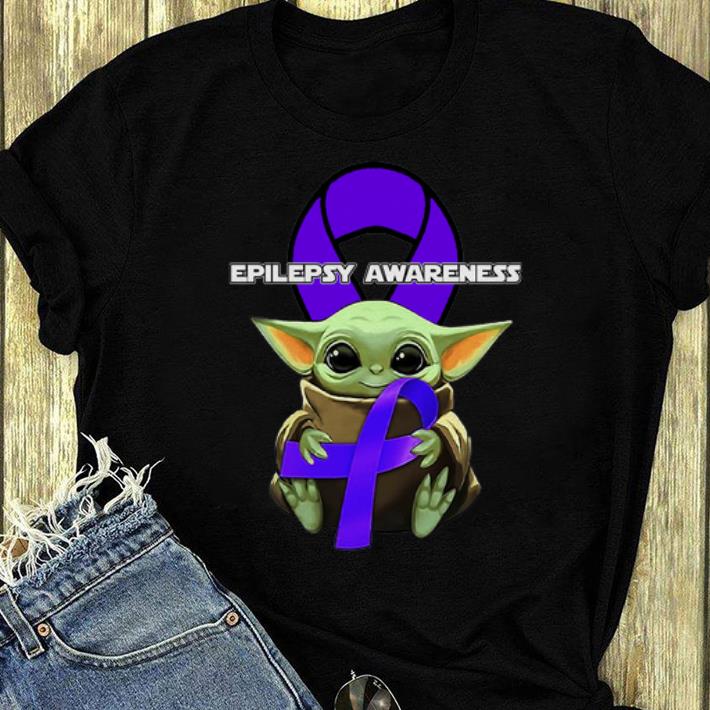 Original Baby Yoda Hug Purple Ribbon Epilepsy Awareness shirt