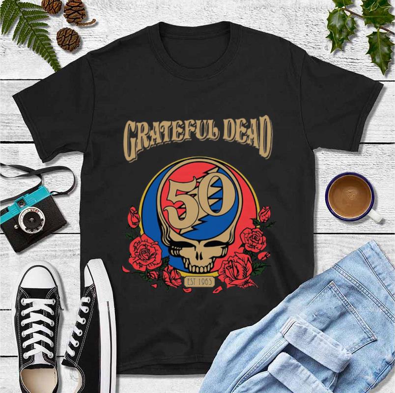 Original Grateful Dead 50 Years Est 1965 Skull Rose Flower shirt