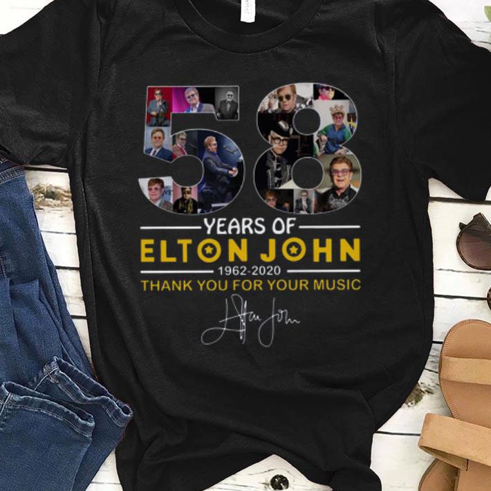 Premium 58 Years Of Elton John 1962 2020 Thank You For The Memories Signature shirt