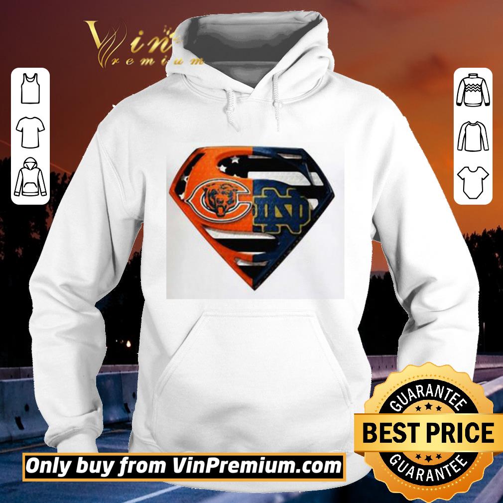 Awesome Superhero Chicago Bears And Notre Dame Diamond American Flag Independence Day shirt