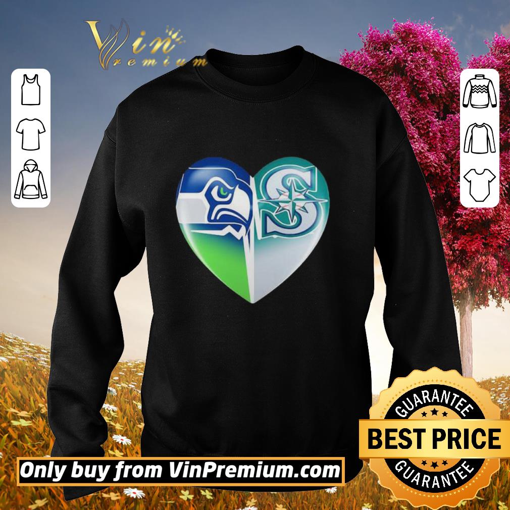 Official Seattle seahawks and seattle mariners heartbeat heart shirt