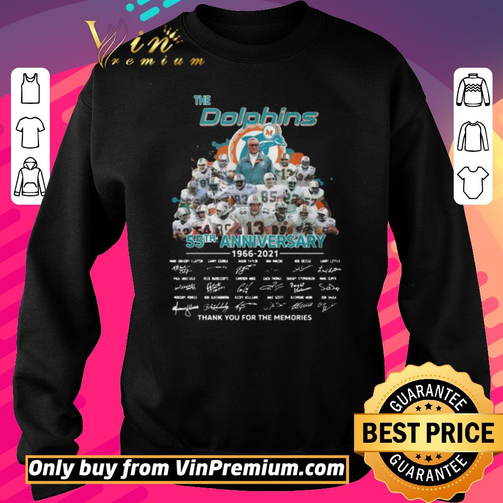 Funny The miami dolphins 55th anniversary 1966 2021 thank you for the memories signatures shirt