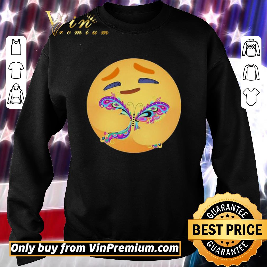 Funny Facebook care emoji hug butterfly shirt