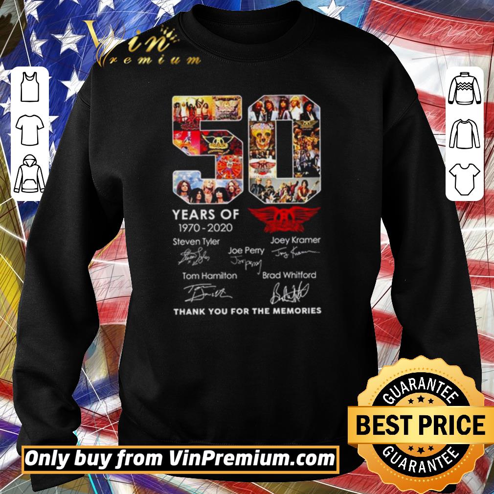 Official 50 years of Aerosmith 1970 2020 thank you for the memories shirt