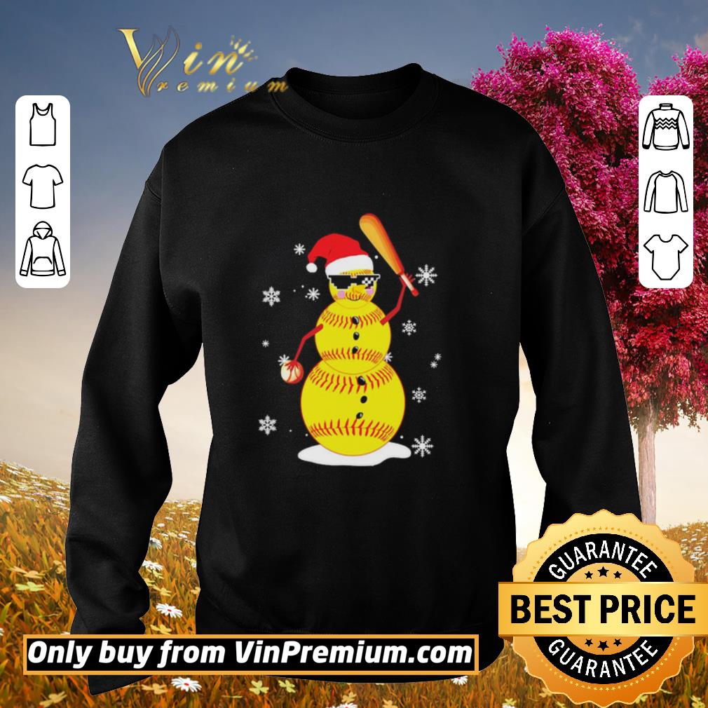 Funny Premium Christmas Softball Bat Snowman Santa Snowflake Youth shirt