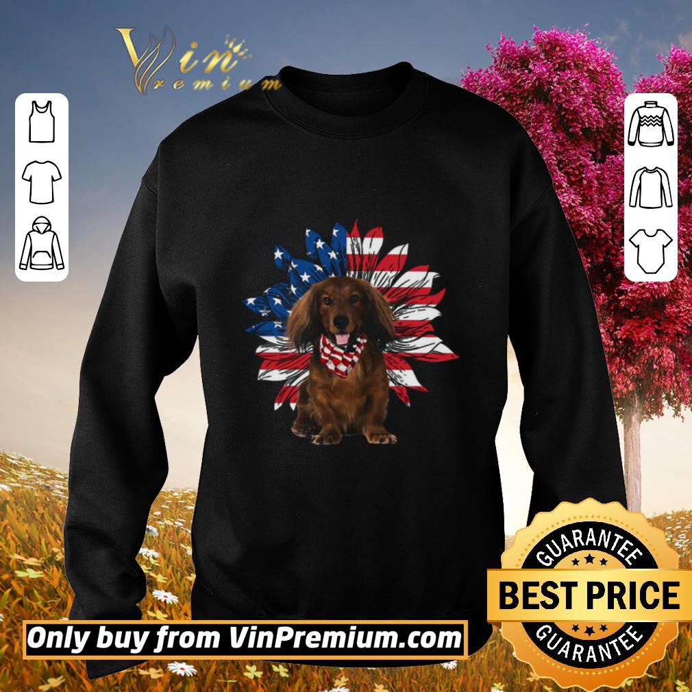 Official Red Long Haired Dachshund Sunflowers American Flag shirt 5 Official Red Long Haired Dachshund Sunflowers American Flag shirt