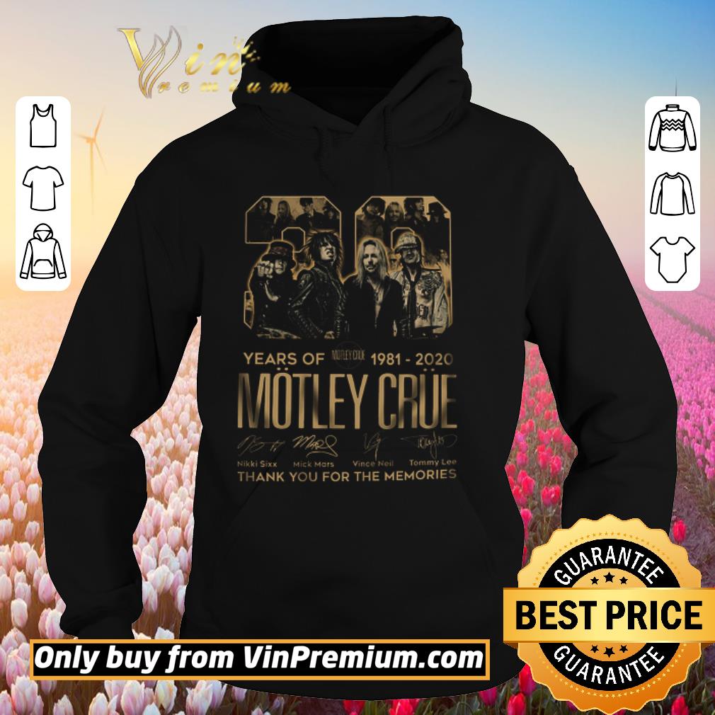 Premium 39 Years Of Motley Crue 1981 2020 Signature Thank You For The Memories shirt