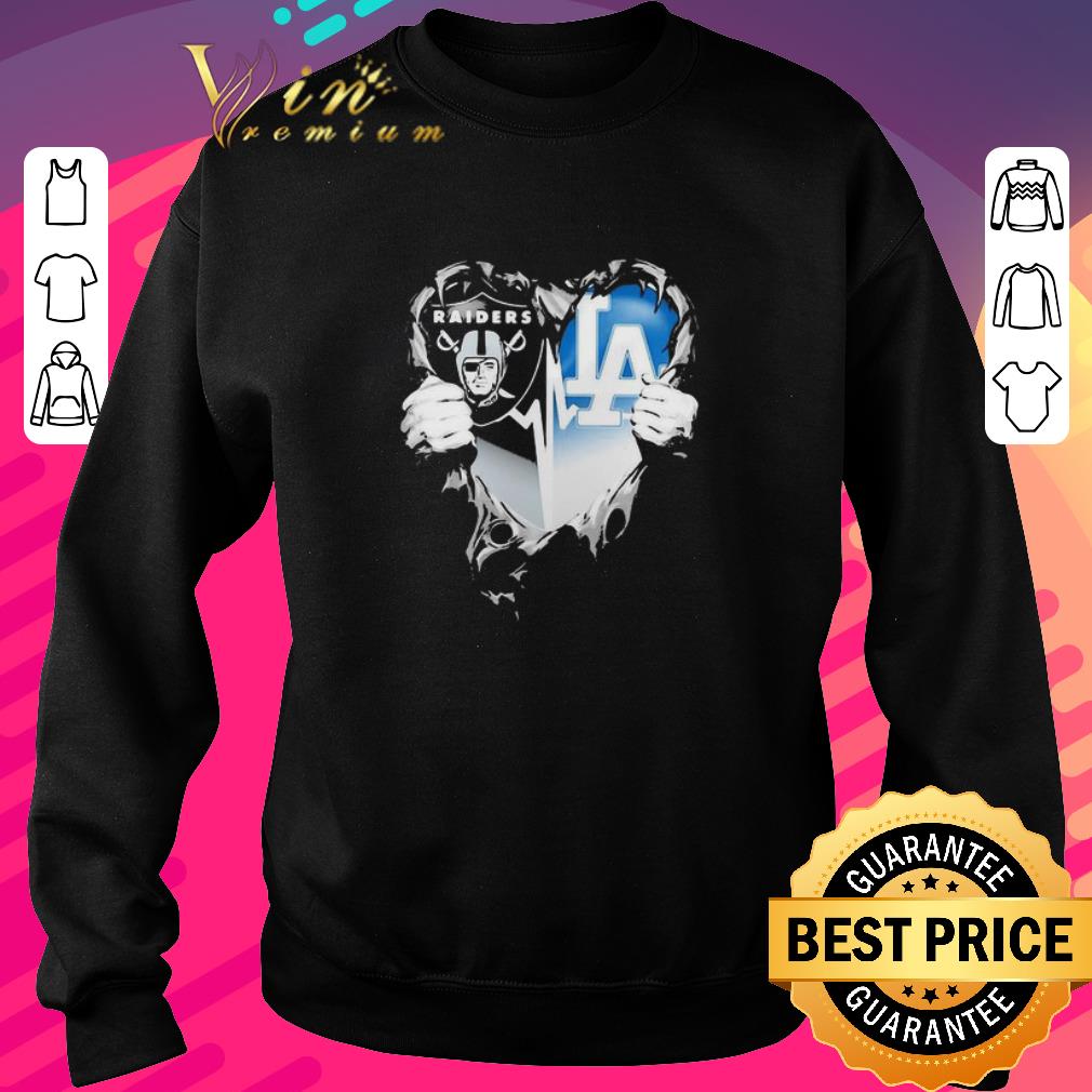 Pretty Inside Me Oakland Raiders And Los Angeles Dodgers Heartbeat shirt 5 Pretty Inside Me Oakland Raiders And Los Angeles Dodgers Heartbeat shirt