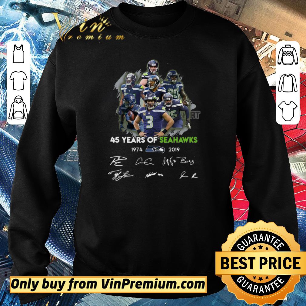 Official 45 Years of Seattle Seahawks 1974-2019 signature shirt