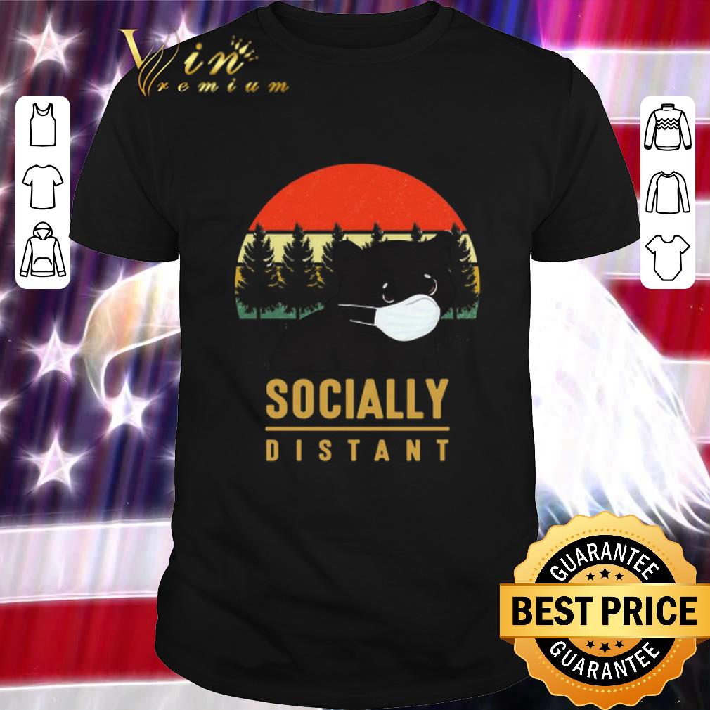 Premium Vintage Bear mask socially distant Coronavirus shirt Premium Vintage Bear mask socially distant Coronavirus shirt 1