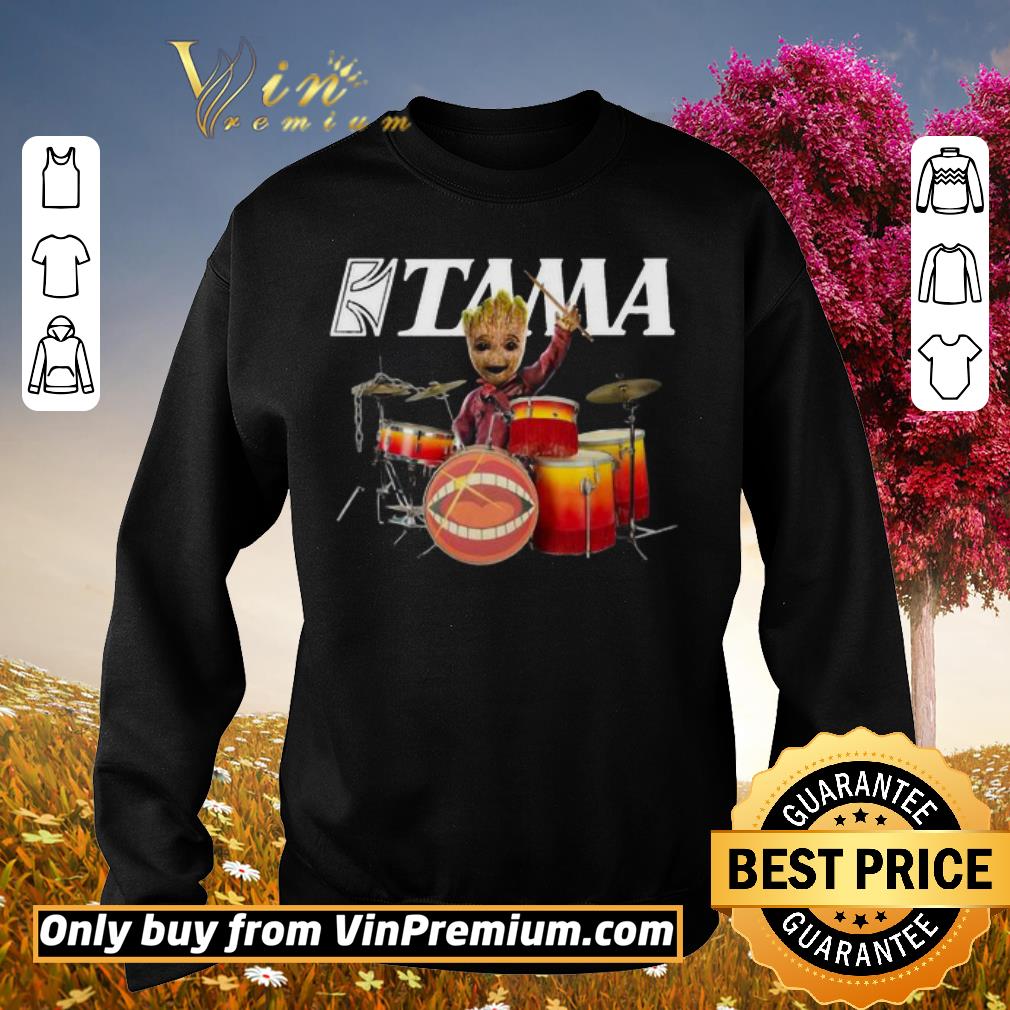 Funny Baby Groot Playing Drum Kits Tama Drums shirt