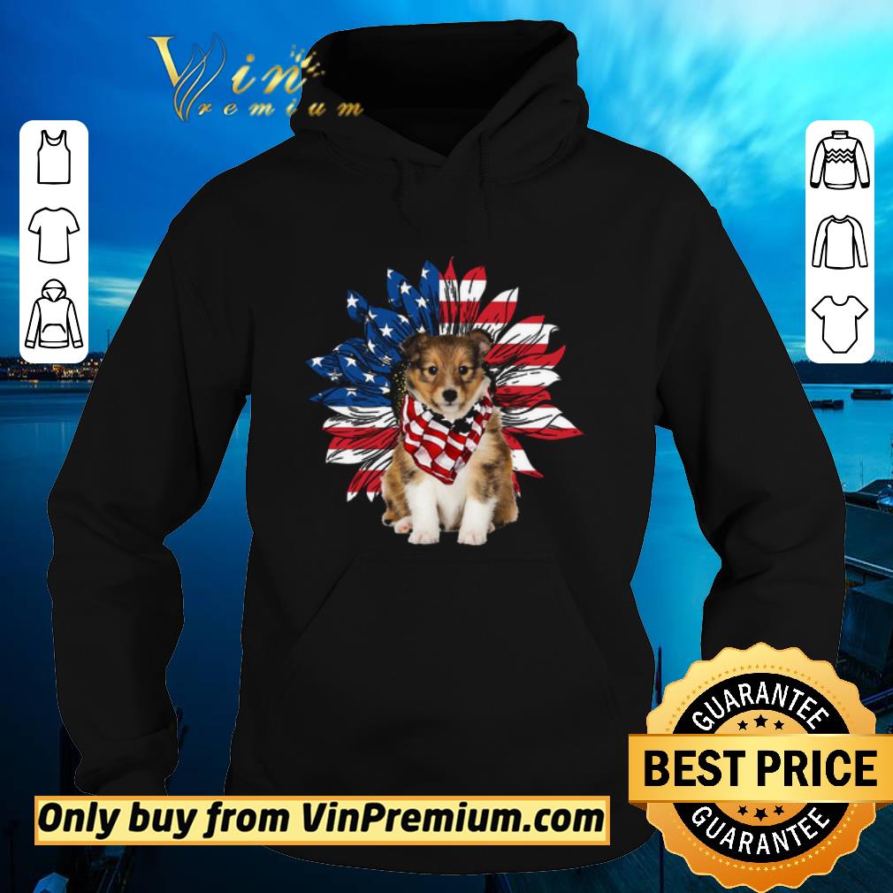 Official Shetland Sheepdog Sunflowers American Flag shirt