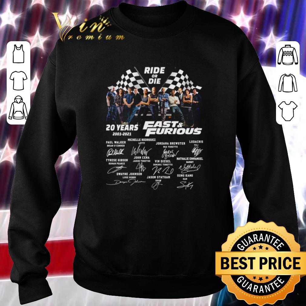 Funny Ride Or Die 20 Years 2001-2021 Fast And Furious Signatures shirt