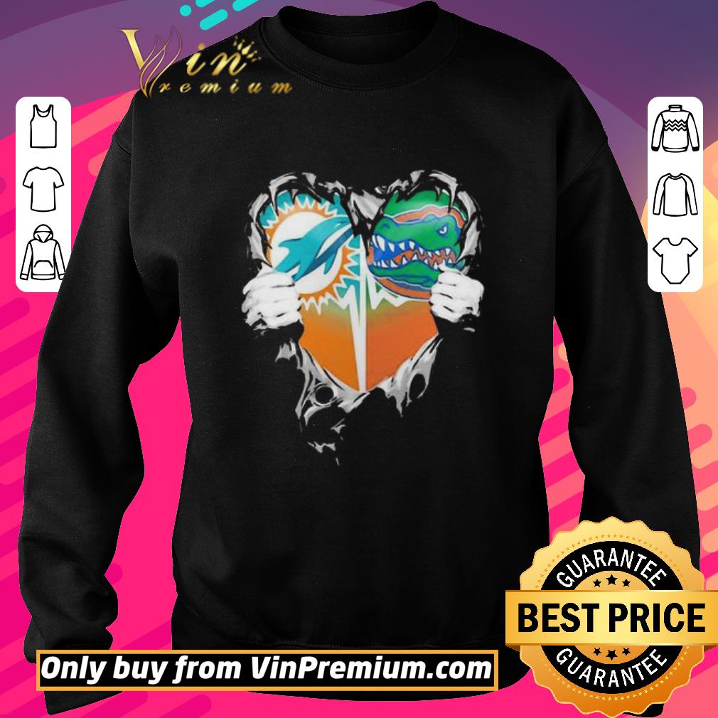 Premium Blood inside miami dolphins vs florida gators heart shirt