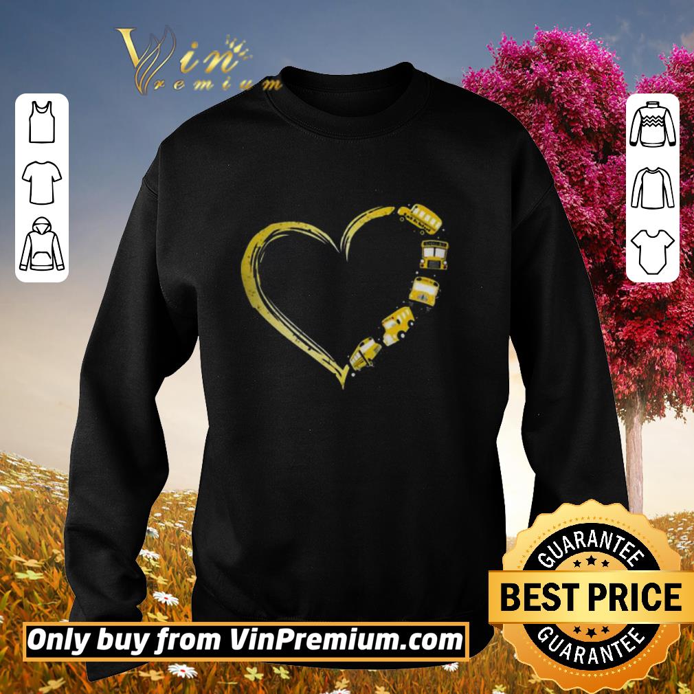 Funny Heart love school bus back to school shirt