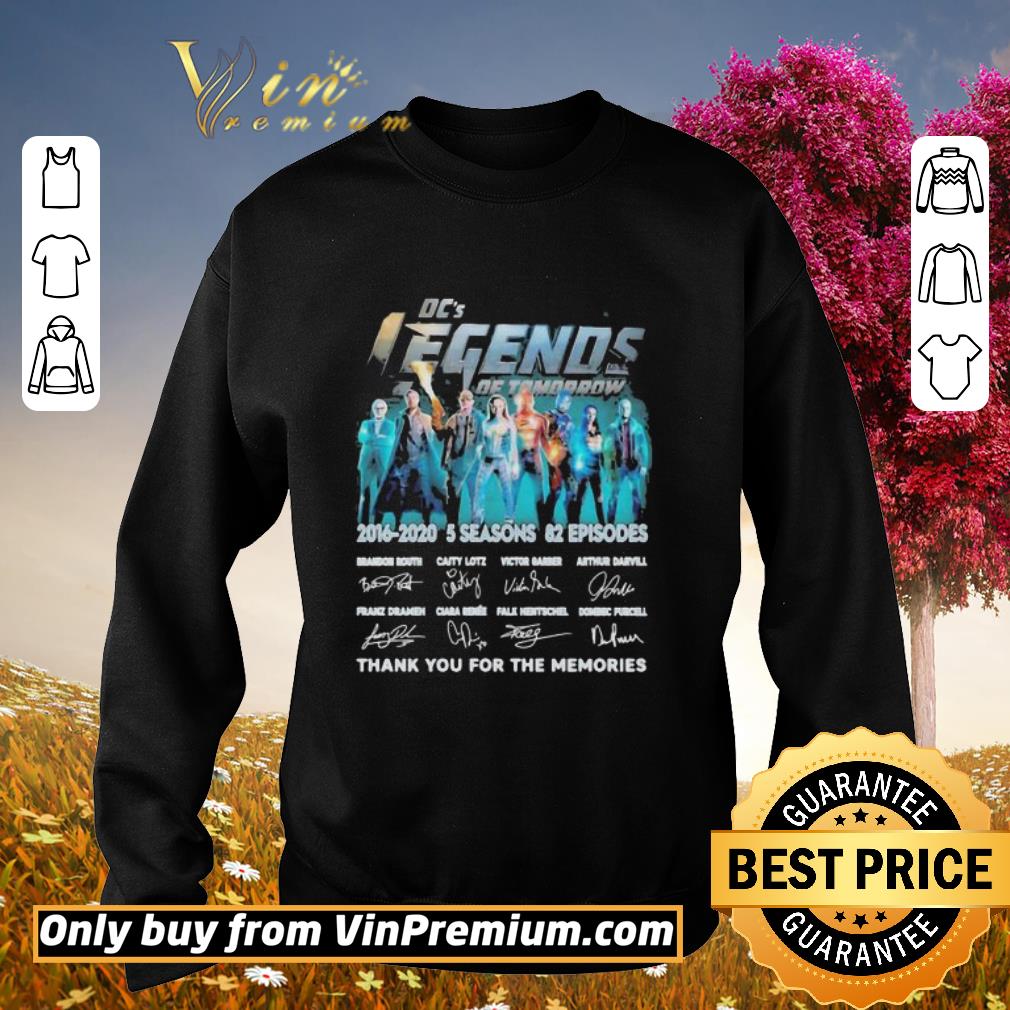 Official Dc’s legends of tomorrow 2016 2020 5 seasons 82 episodes thank you for the memories signatures shirt