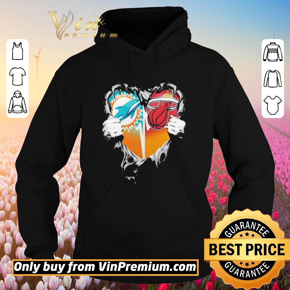 Premium Blood inside miami dolphins vs miami heat heart shirt