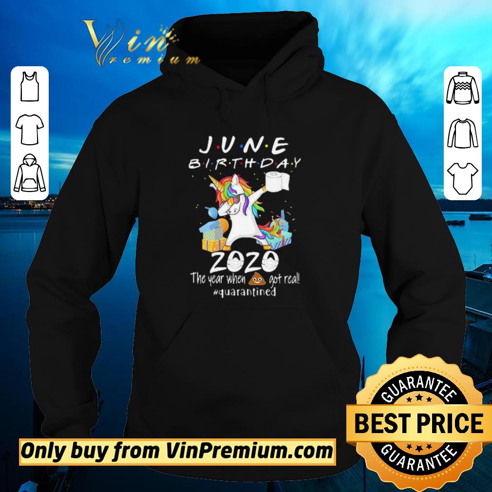 Premium Dabbing unicorn June birthday 2020 quarantined Coronavirus shirt
