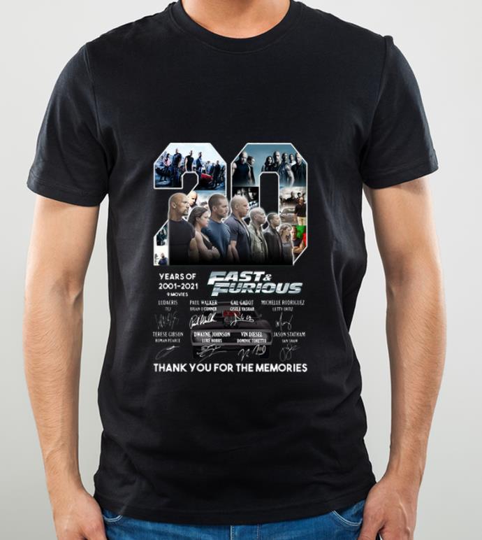 Official 20 Years Of Fast & Furious Thank You For The Memories Signatures shirt