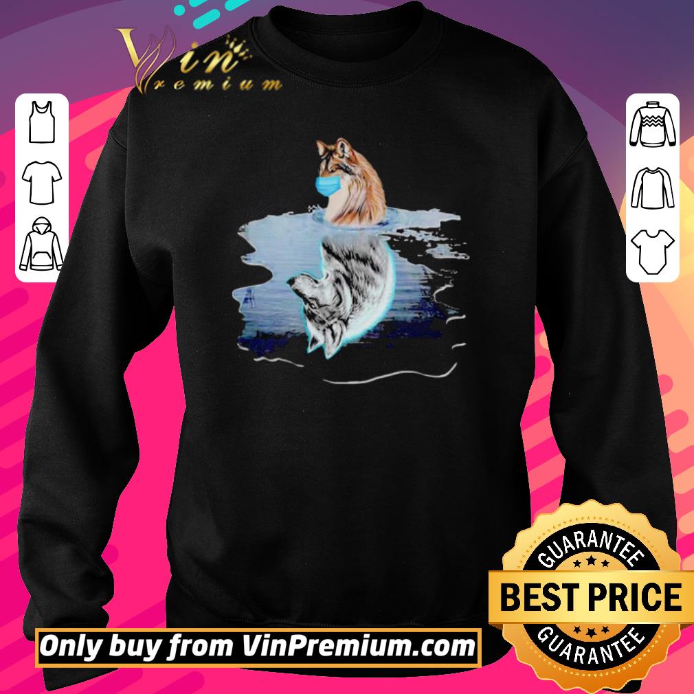 Premium Wolf reflection in the water mask covid19 shirt 5 Premium Wolf reflection in the water mask covid19 shirt